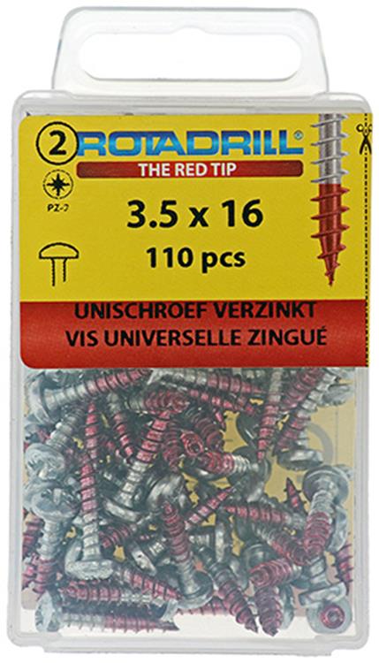 Rotadrill 1039826 - universeelschroef ck pzd vz 3.5x16mm (110) | 6 stuks