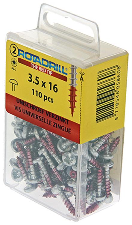 Afbeelding laden in galerijviewer, Rotadrill 1039826 - universeelschroef ck pzd vz 3.5x16mm (110) | 6 stuks
