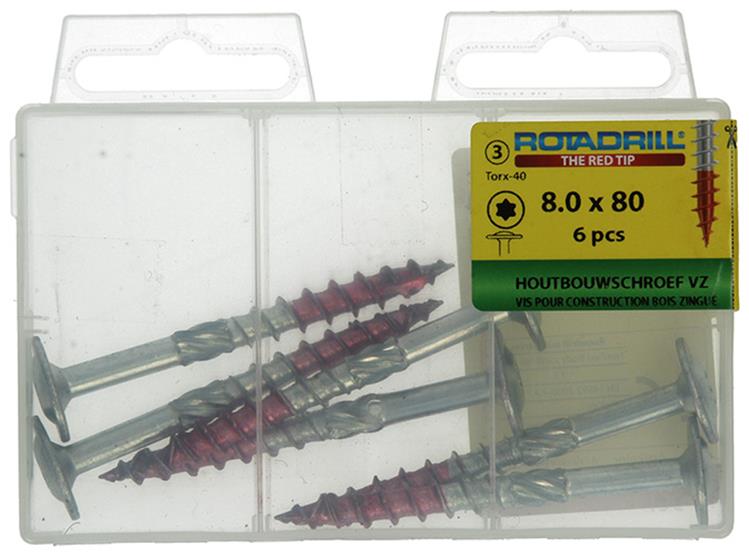Afbeelding laden in galerijviewer, Rotadrill 1039920 - houtbouwschroef tellerkop vz tx 8.0x80mm(6) | 6 stuks
