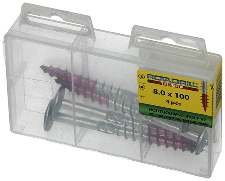 Afbeelding laden in galerijviewer, Rotadrill 1039921 - houtbouwschroef tellerkop vz tx 8.0x100mm(4) | 6 stuks
