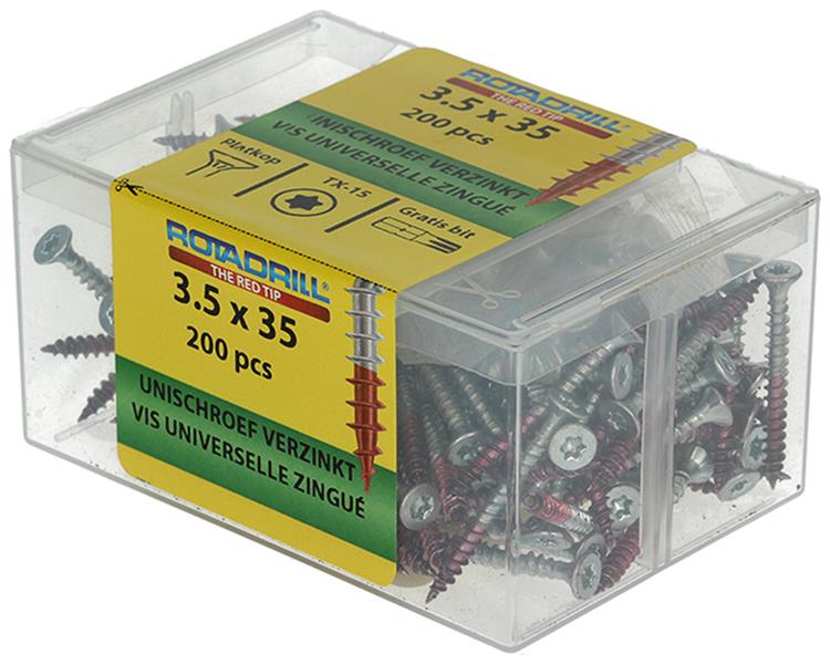 Afbeelding laden in galerijviewer, Rotadrill 1039990 - universeelschroef vktx vz 3.5x35mm (200) | 4 stuks

