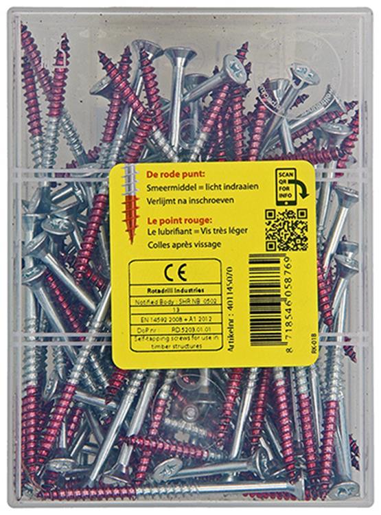 Afbeelding laden in galerijviewer, Rotadrill 1040026 - universeelschroef vkpzd vz 4.5x70mm (100) | 4 stuks
