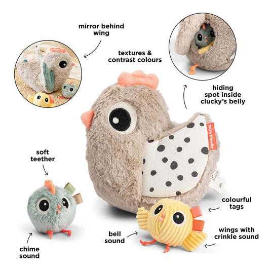 Done by deer hide seek activity toy - clucky - sand