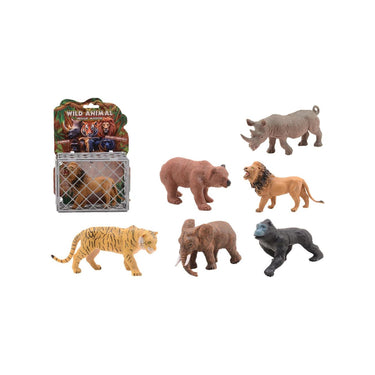 Johntoy wilde dieren in kooi op kaart 6 assorti