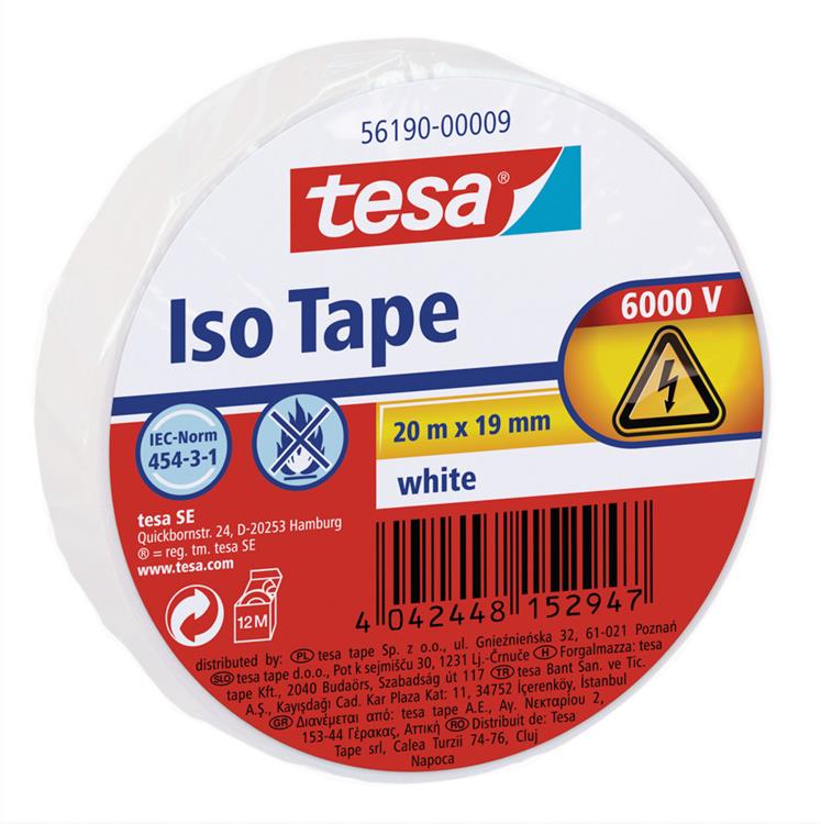 Cargue la imagen en el visor de la galería, Tesa ® isolatietape - voor het isoleren en bundelen van elektrische kabels, soft pvc, 20m:19mm, wit
