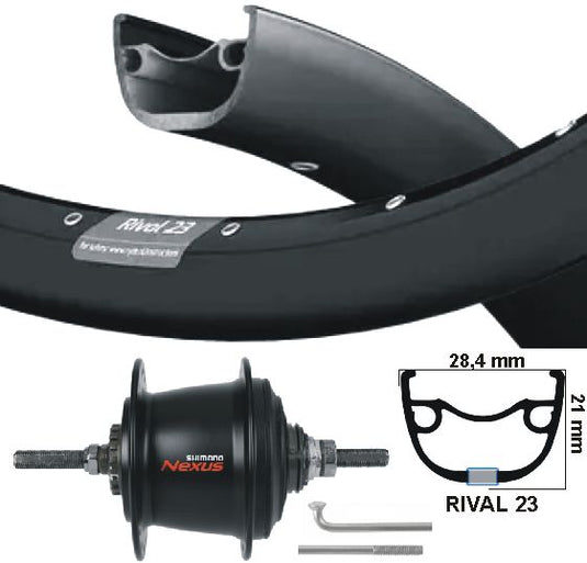 Kgs achterwiel 28 inch 622 zwart rvs nexus 7 rollerbrake