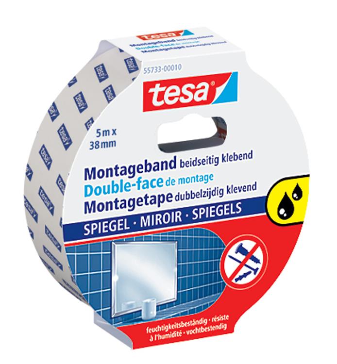 Afbeelding laden in galerijviewer, Tesa powerbond mirror dubbelzijdige montagetape voor spiegels badkamer vochtbestendig – 5m x 38mm
