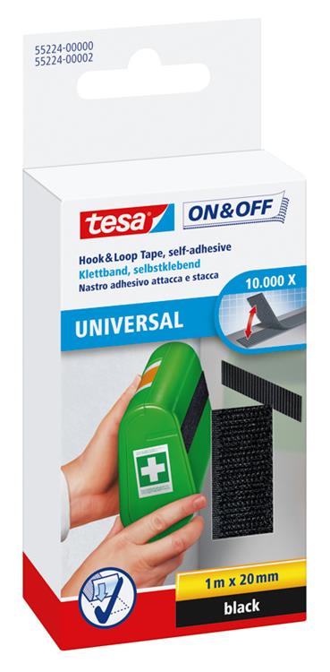 Quantore klittenbandstrips tesa 20 mm x 1 m zwart