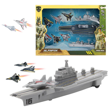 Toi-toys toi toys alfafox militair vliegdekschip + lanceer straaljagers