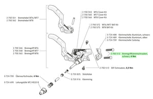 Magura brake lever clamp fixing bolts mt from 2015 t25 m5x17.5 (2 pieces)