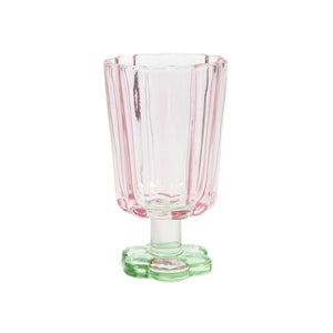 Drinkglas bloemvorm roze groen doos a 6 stuks ø7,9x13,4cm
