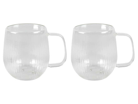 Dubbelwandig glas lines 2-delig dia.7,5x9,3cm