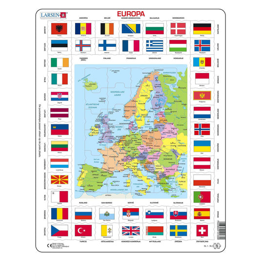 Selecta larsen kaart europa met vlaggen, 70st.