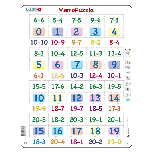 Selecta larsen memopuzzel - aftrekken met getallen van 0-20, 40st.