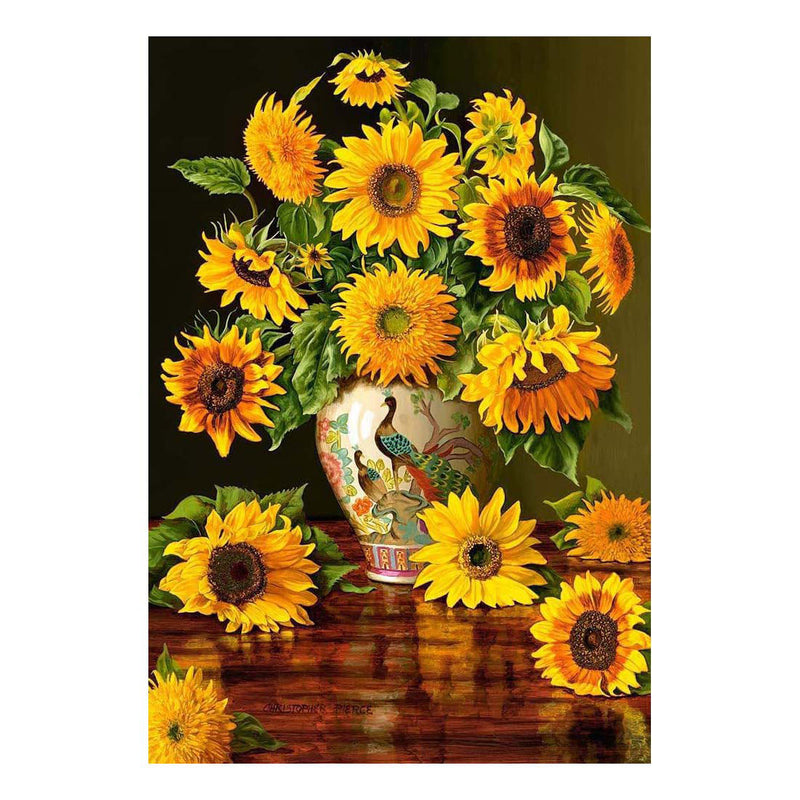 Afbeelding laden in galerijviewer, Castorland sunflowers in a peacock vase – puzzel – 1.000 stukjes – satijnen afwerking – perfecte pasvorm – europese kwaliteit
