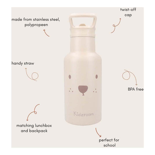 Kidzroom drinkfles sweet sips teddybeer, 350ml