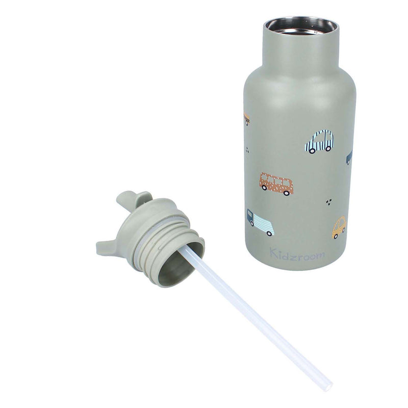 Afbeelding laden in galerijviewer, Kidzroom sweet cuddles - schoolbeker en drinkfles - 350ml - stainless steel - auto's - groen
