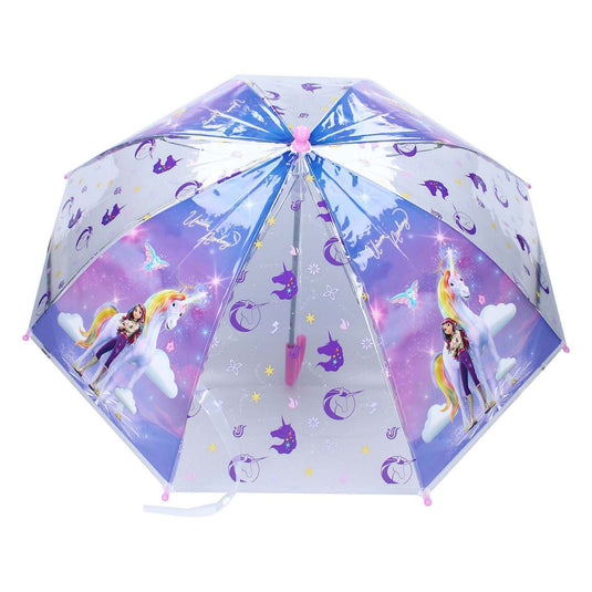 Vadobag unicorn academy rainy days paraplu - paars transparant - 60 x 71 x 71 cm - kinderparaplu - sophia wildstar