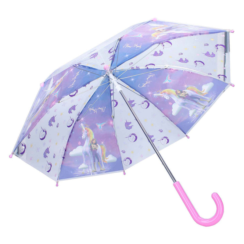 Afbeelding laden in galerijviewer, Vadobag unicorn academy rainy days paraplu - paars transparant - 60 x 71 x 71 cm - kinderparaplu - sophia wildstar
