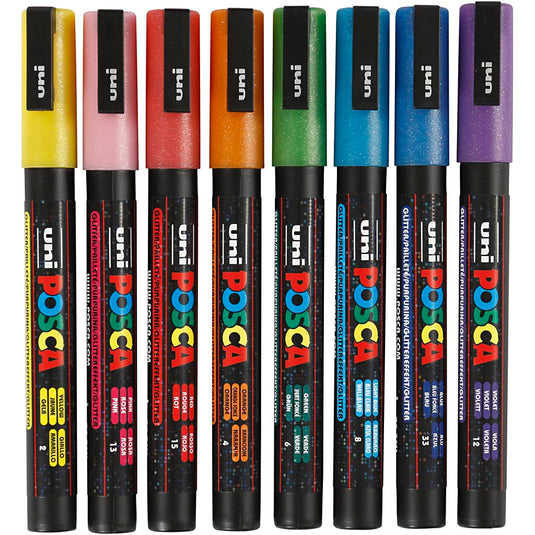 Https: www.cchobby.nl posca-marker-afm-pc-3ml-lijndikte-0-9-1-3-mm-glitterkleuren-8-stuk-1-doos