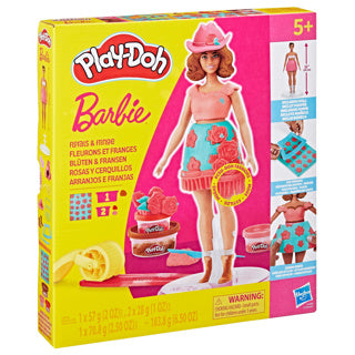 Play-doh -set barbie bloemen en franjes - maak poppenkleertjes - boetseerklei