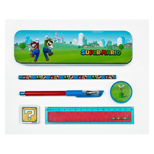 Undercover gmbh undercover super mario schoolset - 7-delig blik met schrijfwaren.