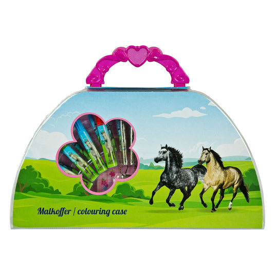 Merkloos kleurkoffer paarden, 51dlg.