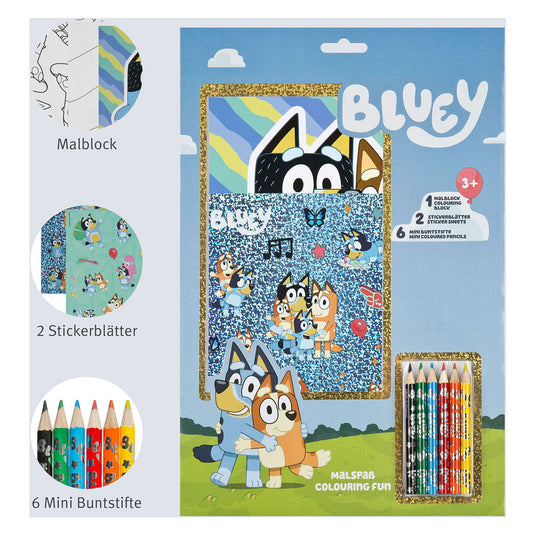 Undercover bluey kleurset kleurblok met potloden en stickers voor kinderen.