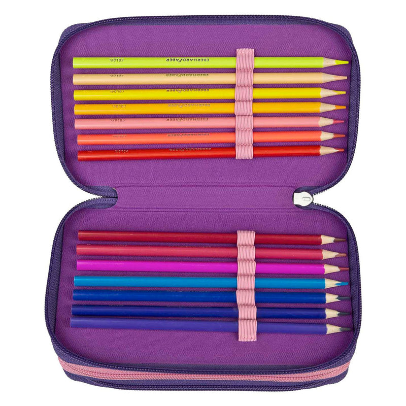 Afbeelding laden in galerijviewer, Undercover etui unicorn academy paars - 3 vakken gevuld schoolset.
