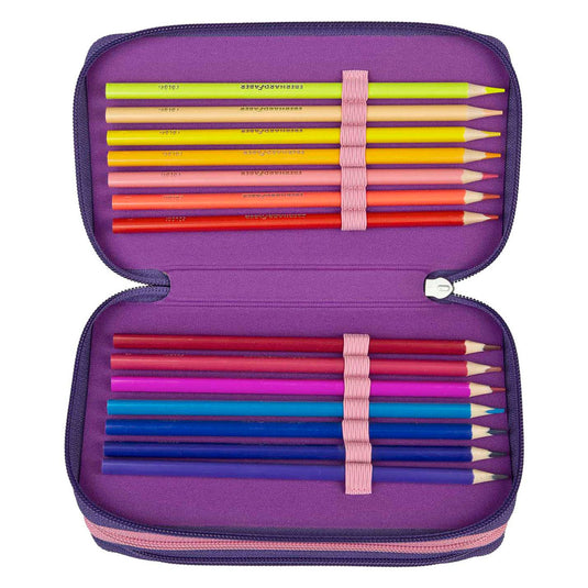 Undercover etui unicorn academy paars - 3 vakken gevuld schoolset.