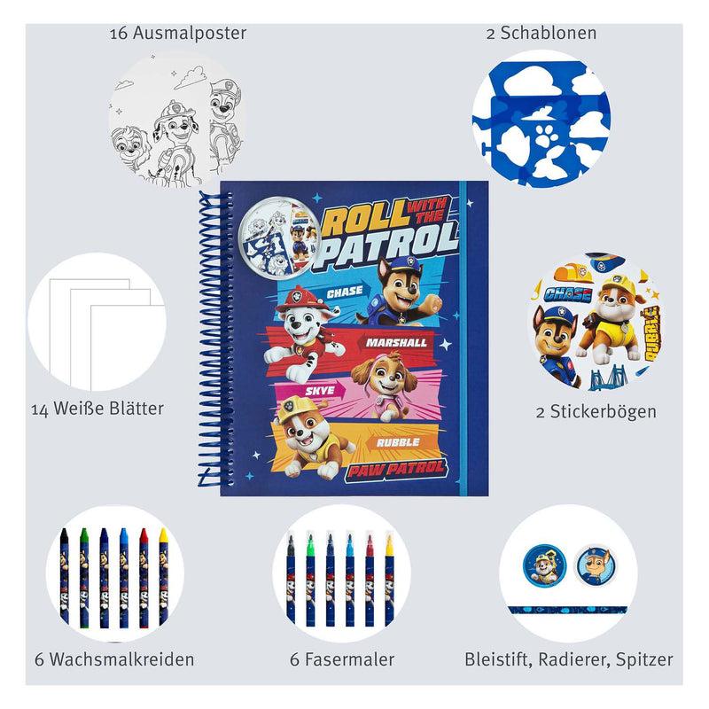 Load image into Gallery viewer, Undercover stencil en kleur set paw patrol - 49dlg.
