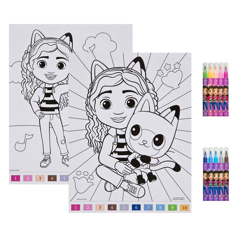 Load image into Gallery viewer, Undercover kleuren op nummer set gabby's poppenhuis
