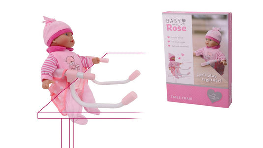 Johntoy john toy baby rose tafelstoel (geschikt voor poppen van 35-45cm)
