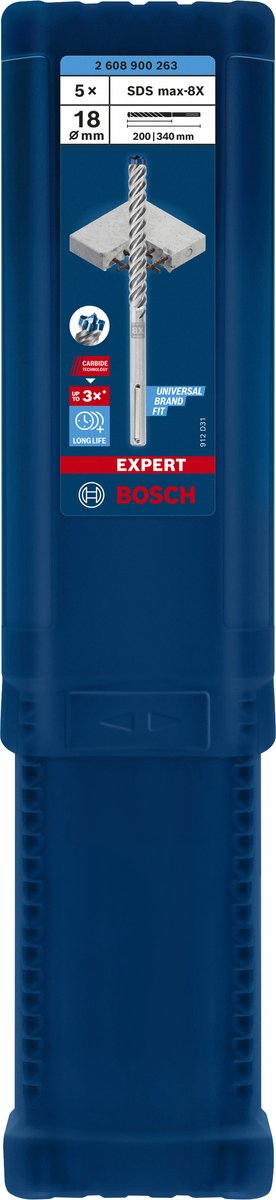 Bosch expert sds max-8x hamerboor 18 x 200 x 340 mm 5-delig