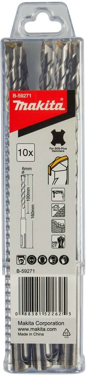 Makita toebehoren - steenborenset sds plus 6x160 mm, 10-dlg b-59271