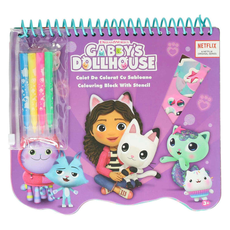 Load image into Gallery viewer, Ty gabby's poppenhuis kleurblok met stiften en sjablonen
