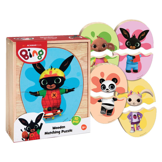 Merkloos sans marque bing houten match puzzel, 10st.
