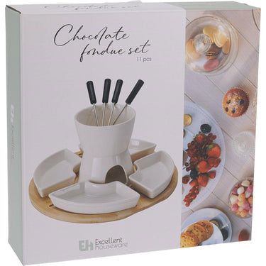 Excellent houseware chocoladefondue 4-persoons 11-delig porselein