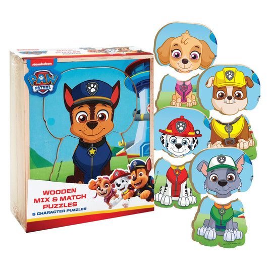 Merkloos sans marque paw patrol houten mix match puzzel