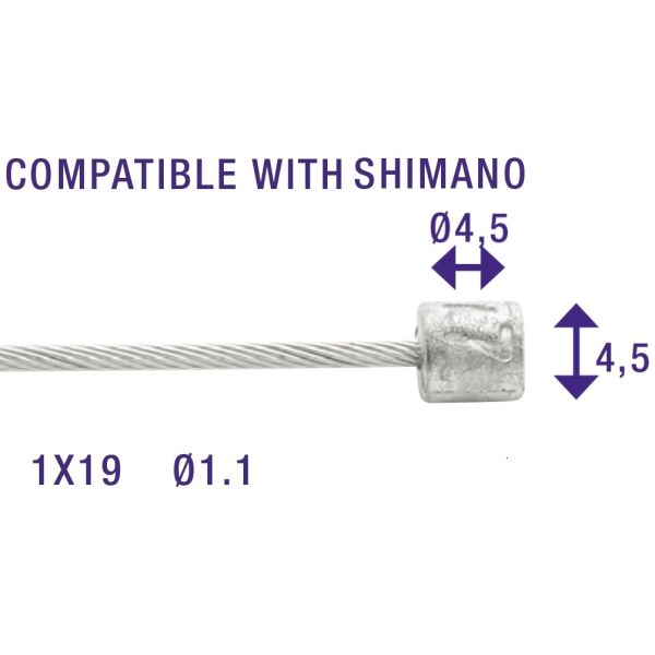 Load image into Gallery viewer, Schakel binnenkabels Elvedes 2250mm RVS ø1,1mm Shimano N-nippel ø4,5 × 4,5 (100 stuks)
