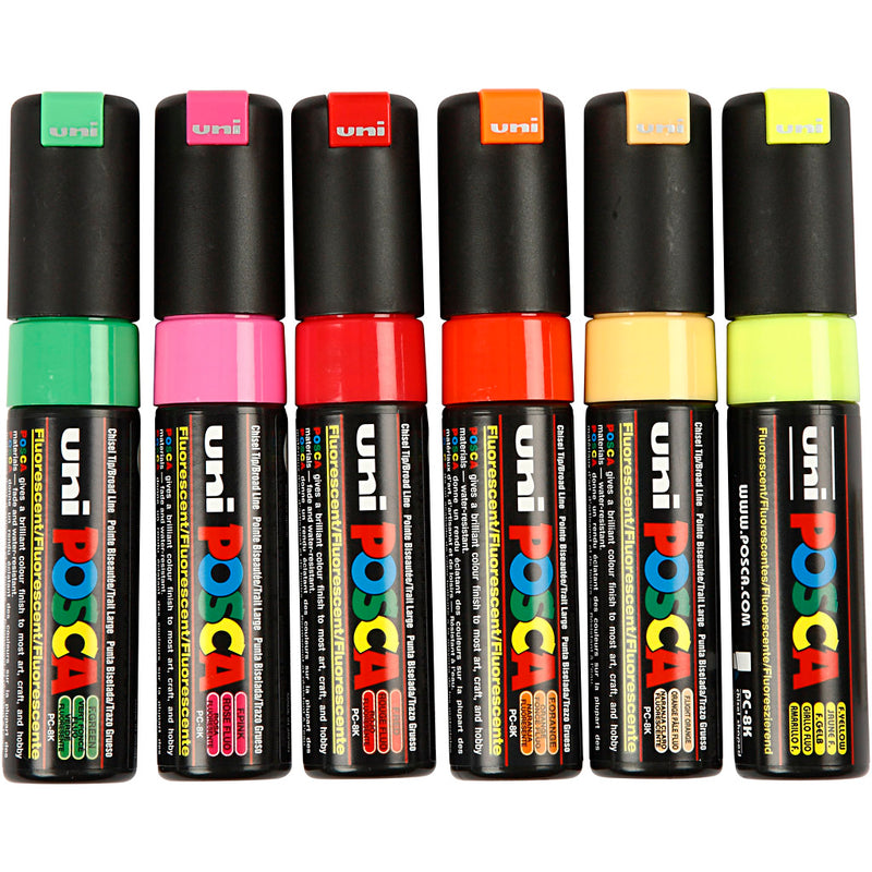 Load image into Gallery viewer, Https: www.cchobby.nl posca-marker-afm-pc-8k-lijndikte-8-mm-breed-semi-dekkend-diverse-kleuren-6-stuk-1-doos
