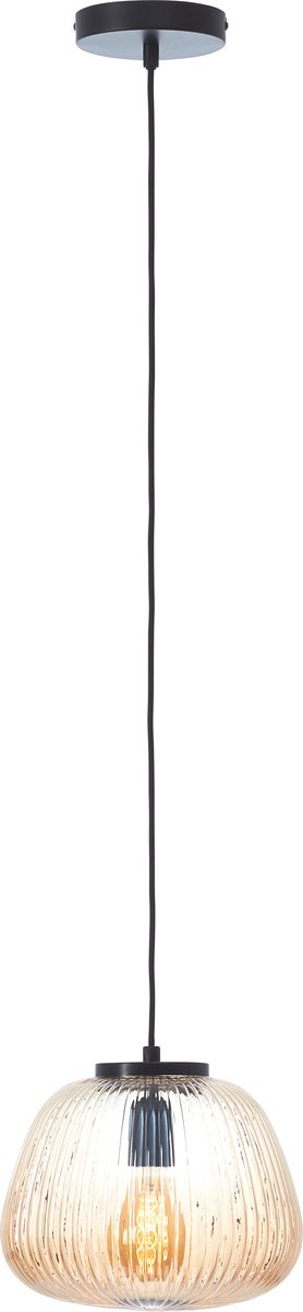 Brilliant kaizen - hanglamp - glas - 1xe27 max 40w - amber zwart