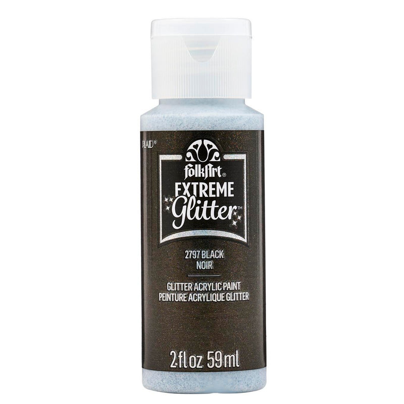 Load image into Gallery viewer, Folkart • extreme glitter acrylic paint black 59ml
