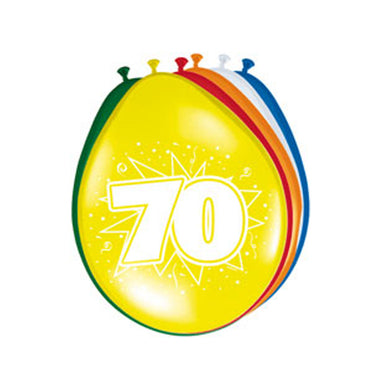 Folat bv cijfer ballonnen 70 jaar, 8st.