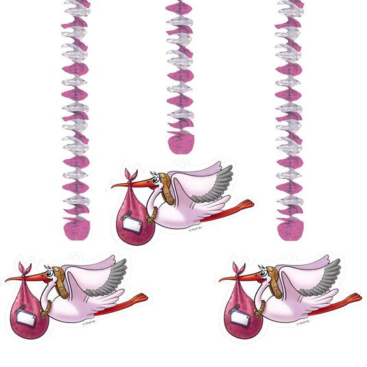 Folat bv roze hangdecoratie, 3st.