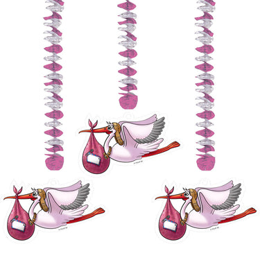 Folat bv roze hangdecoratie, 3st.