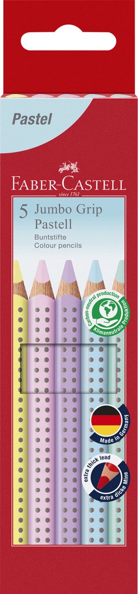 Merkloos sans marque faber-castell kleurpotloden -jumbo grip - pastel kleuren - 5 stuks - fc-110991