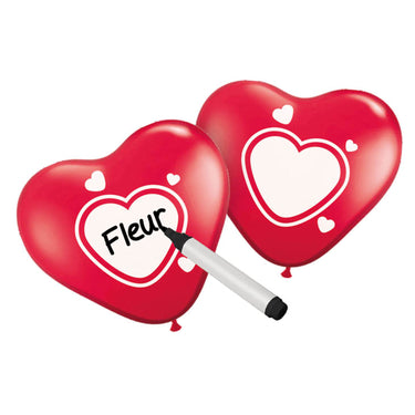 Folat bv beschrijfbare ballonnen hart, 6st.
