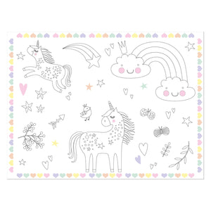 Folat bv inkleurbare placemats unicorns rainbows, 6st.