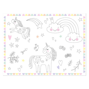 Folat bv inkleurbare placemats unicorns rainbows, 6st.